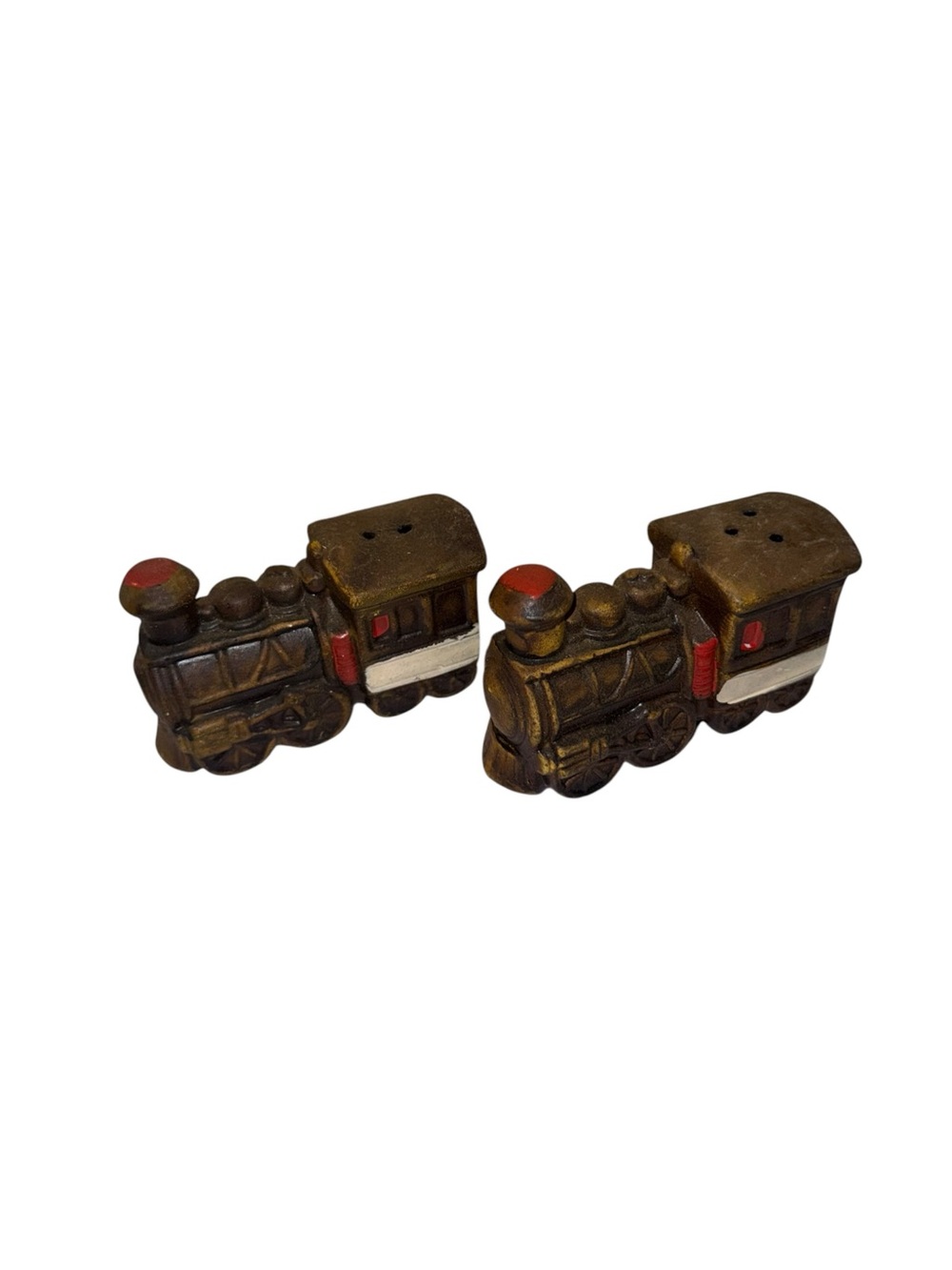 Vintage Brown locomotive Train Salt and Pepper Shaker Set